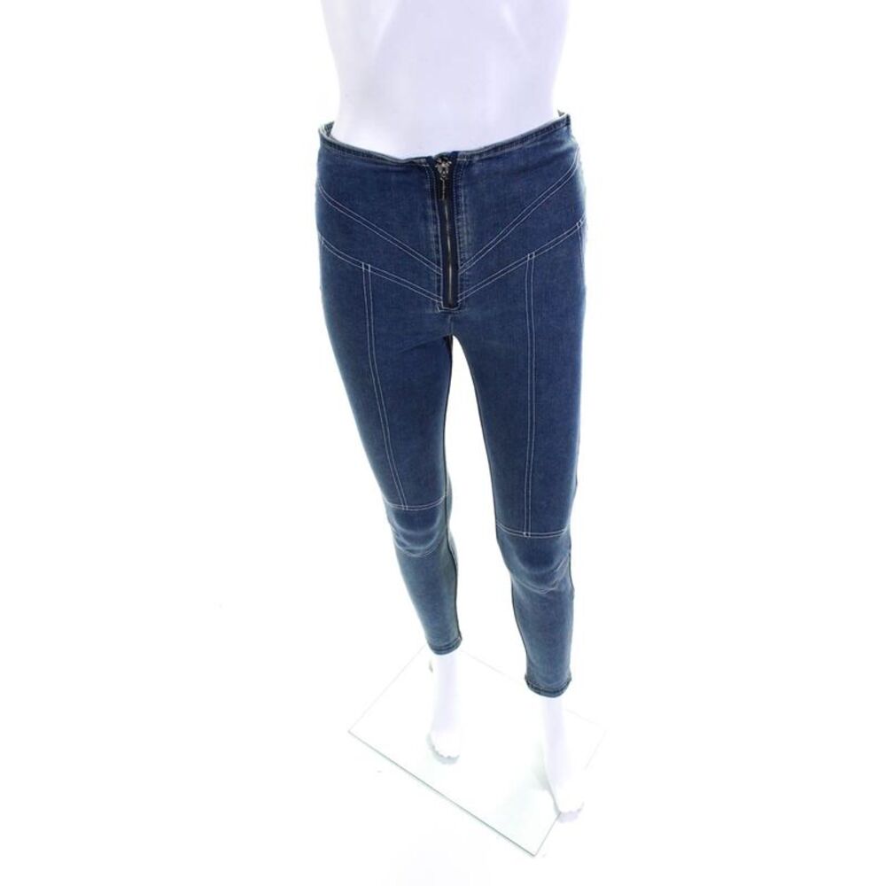 Maniere De Voir Womens High Waist Zip Closure Light Wash Skinny Denim Pant Size
